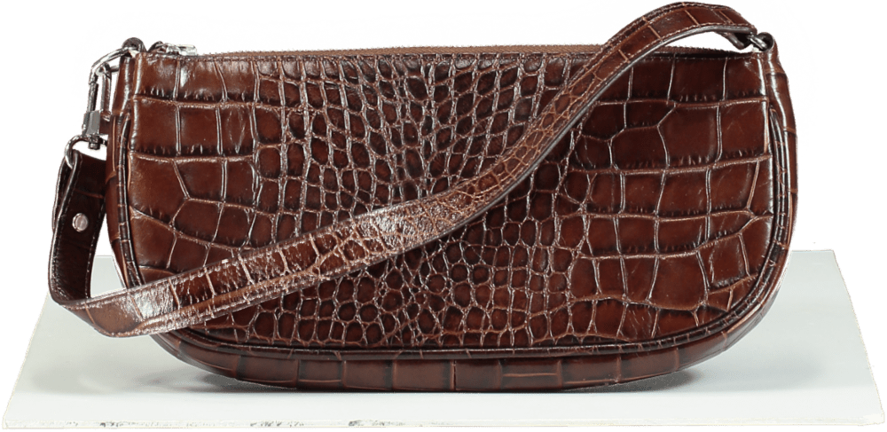 BY FAR Brown Rachel Croco Bag In Nutella - Reliked