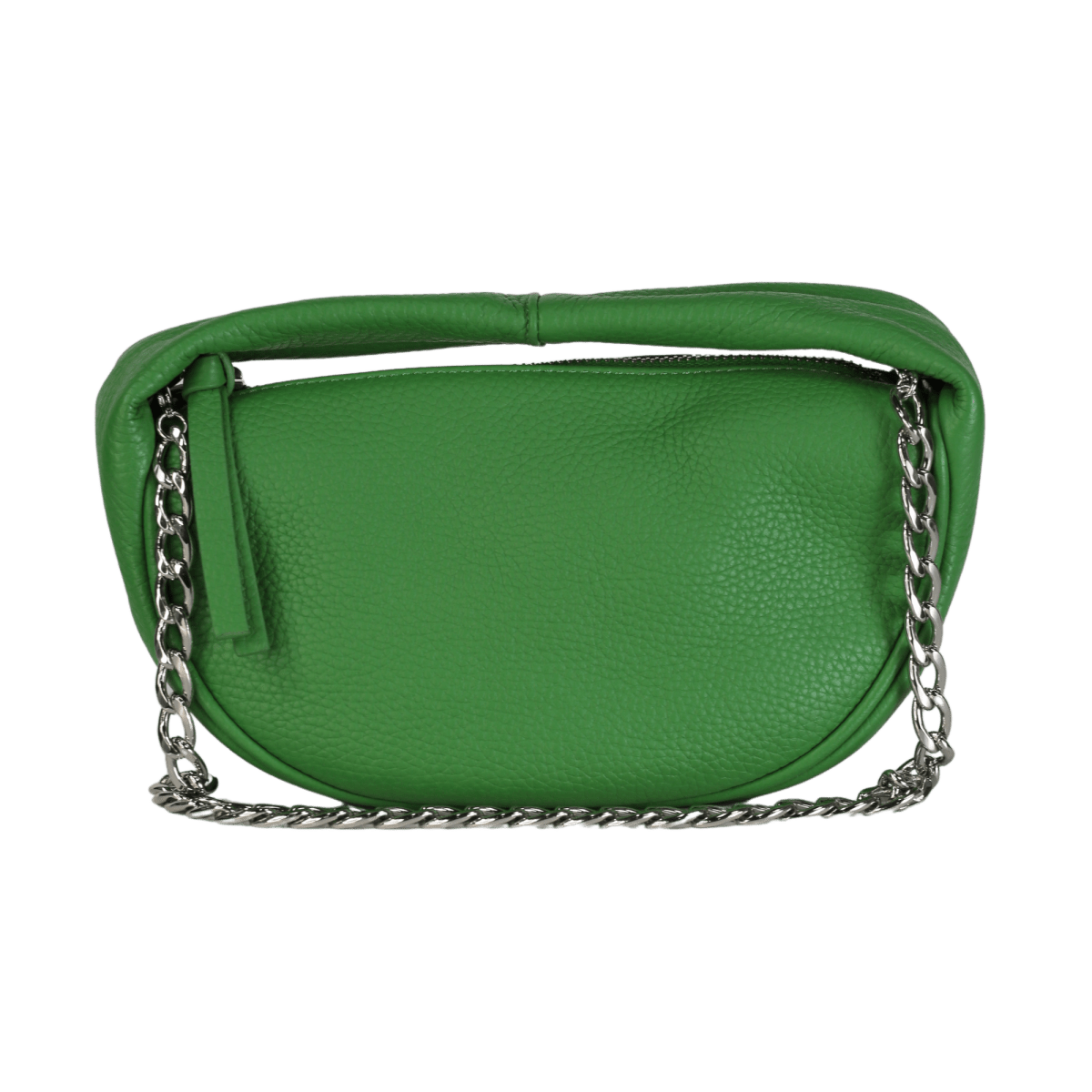 BY FAR Green Baby Cush Pebbled Leather Top Handle Chain Bag - Reliked