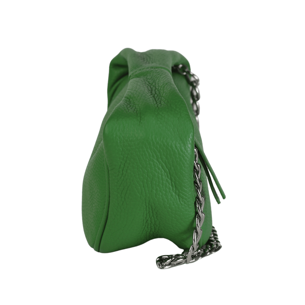 BY FAR Green Baby Cush Pebbled Leather Top Handle Chain Bag - Reliked