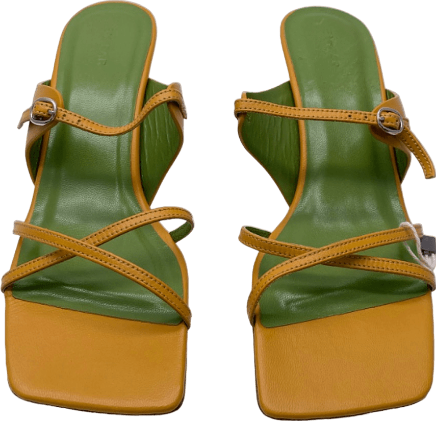 By Far Yellow Candy Strappy Heeled Sandals EU 37 UK 4 - Reliked
