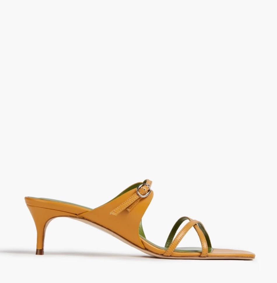 By Far Yellow Candy Strappy Heeled Sandals EU 37 UK 4 - Reliked