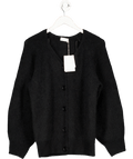 BY MALENE BIRGER Black Cinnum Kid Mohair / Wool Blend Oversize Ribbed - knit Cardigan UK XXS - Reliked