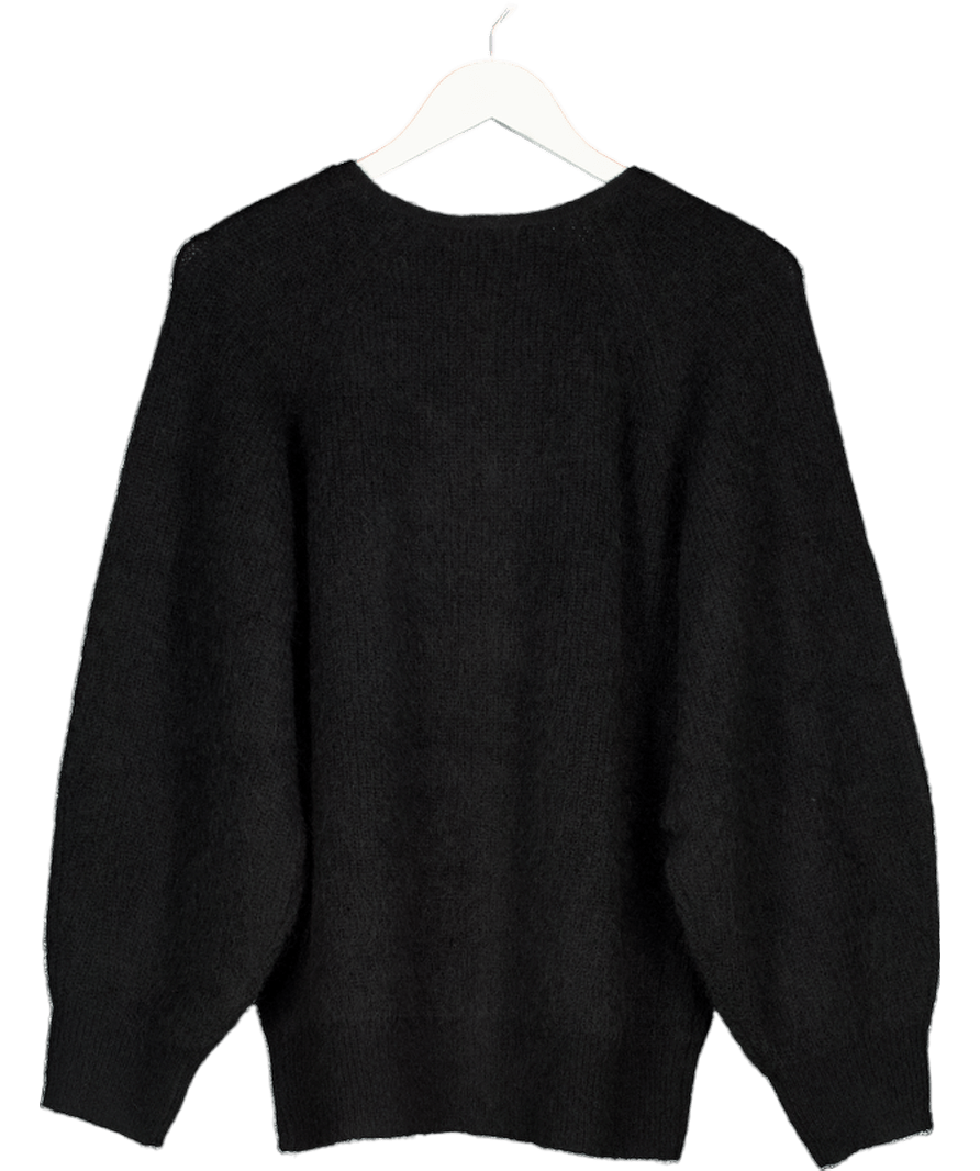 BY MALENE BIRGER Black Cinnum Kid Mohair / Wool Blend Oversize Ribbed - knit Cardigan UK XXS - Reliked
