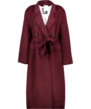 REISS Brogan Double-breasted Blindseam Coat Wool-blend In Burgundy Red UK 16