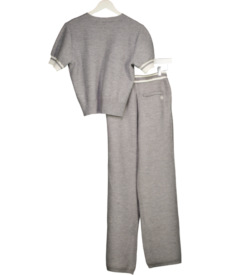 The Couture Club Grey Contrast Stripe Kniited Trouser And Top Set UK S/M