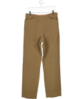 RALPH LAUREN Olive Green Wool Trousers With Leather Piping Detail Us12 UK 14