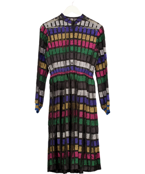 DODO BAR OR Black Metallic Rainbow Shirt Dress UK 8