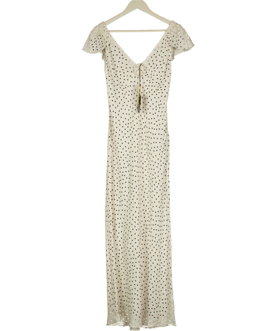 RIXO Ivory  / Black Layal Dot Cathy Midi Dress UK 6