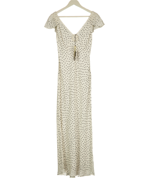 RIXO Ivory  / Black Layal Dot Cathy Midi Dress UK 6
