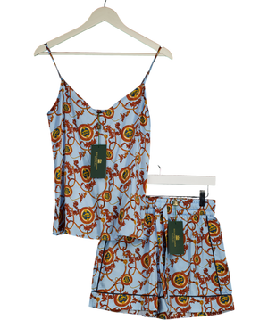 Holland Cooper Blue Silk Pyjama Shorts And Cami Set UK XS