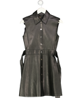 MAJE Black Leather Sleeveless Belted Mini Dress Sz1 UK S
