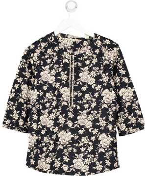Maison Scotch Black 3/4 Sleeve Foral Beaded Blouse UK S