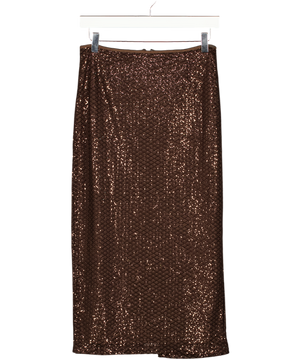 MARELLA Brown Sequin Embellished Midi Pencil Skirt UK S