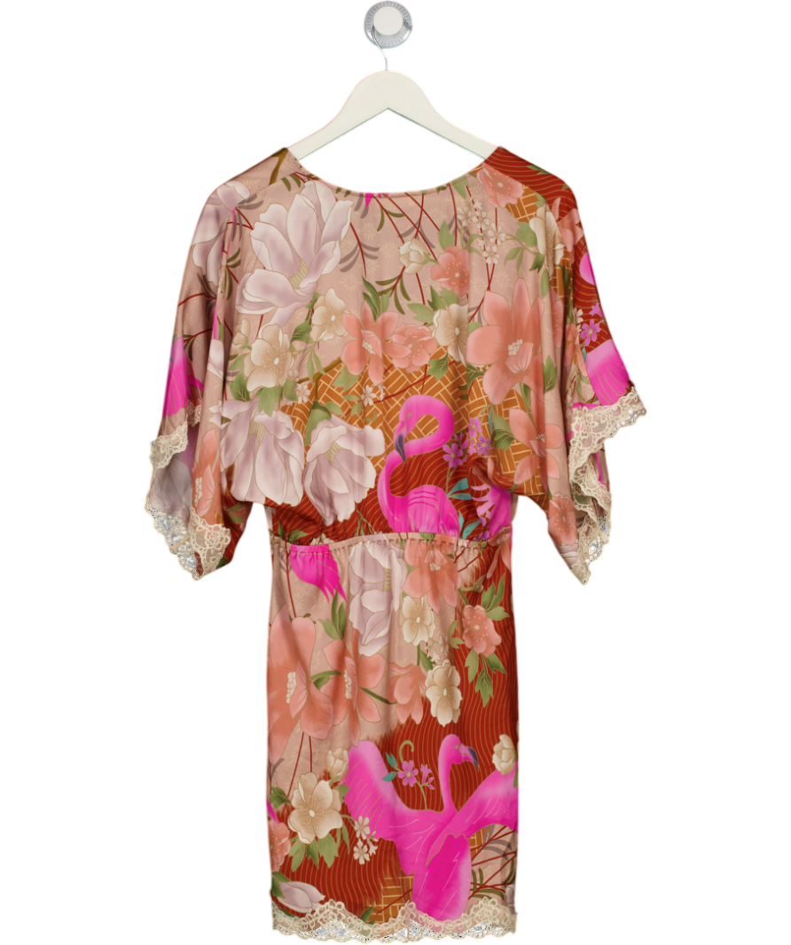 Spell Floridian Lace Mini Dress In Coral Pink UK S