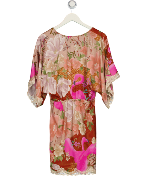 Spell Floridian Lace Mini Dress In Coral Pink UK S