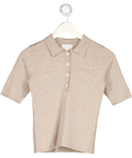 PRETTY LAVISH Beige Ava Knitted Polo Top UK XS