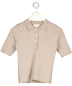 PRETTY LAVISH Beige Ava Knitted Polo Top UK XS