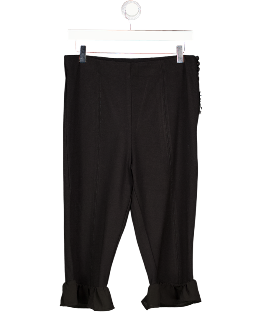 BY ANTHROPOLOGIE Black Slim Ruffle Capri Pants UK M