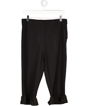 BY ANTHROPOLOGIE Black Slim Ruffle Capri Pants UK M