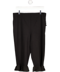 BY ANTHROPOLOGIE Black Slim Ruffle Capri Pants UK L