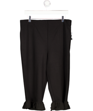 BY ANTHROPOLOGIE Black Slim Ruffle Capri Pants UK L