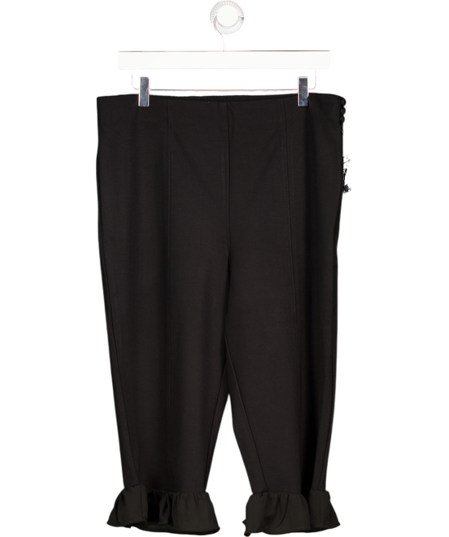BY ANTHROPOLOGIE Black Slim Ruffle Capri Pants UK L