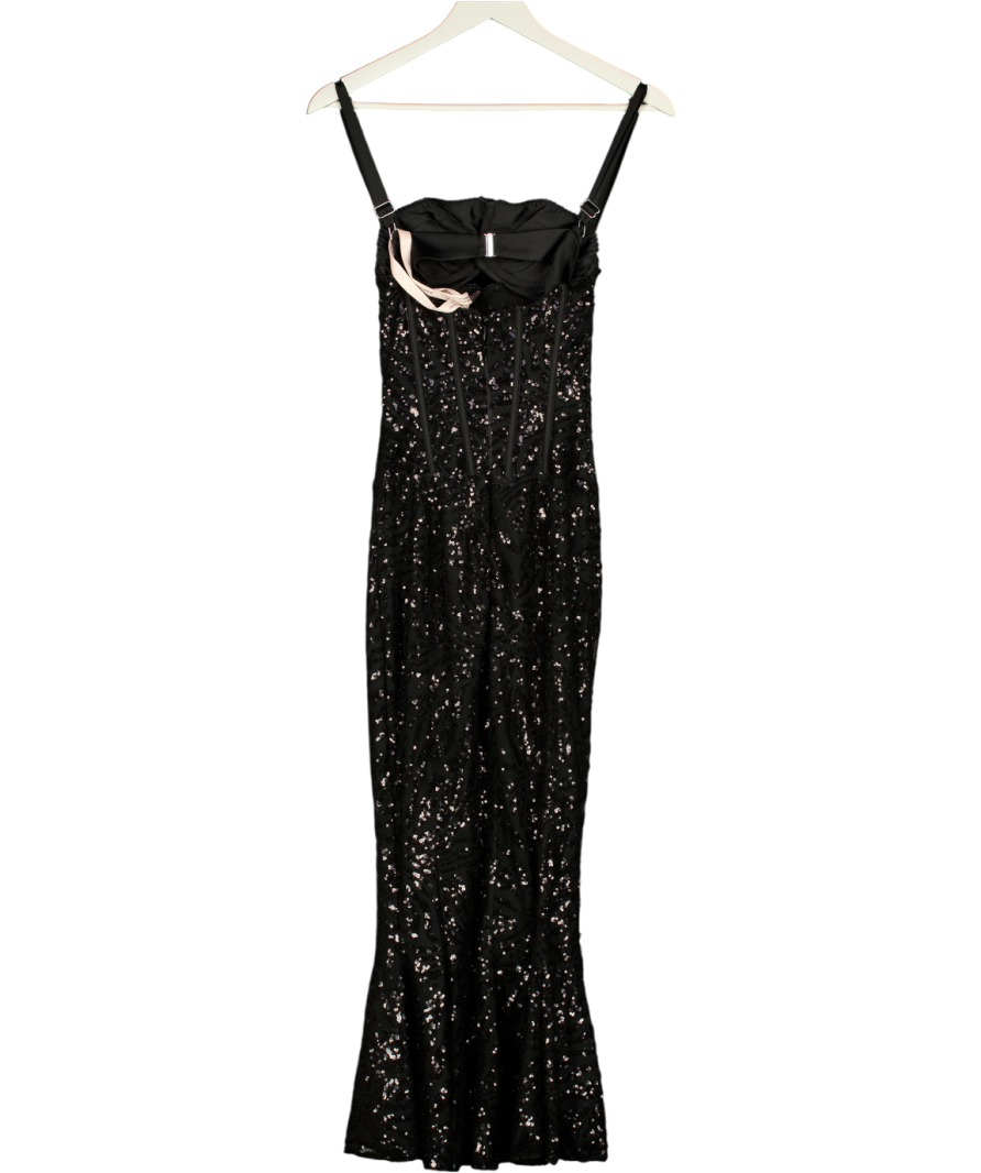 OH POLLY Raffaella Embellished Peekaboo Corset Midaxi Dress In Black Zebra Sequin UK 6