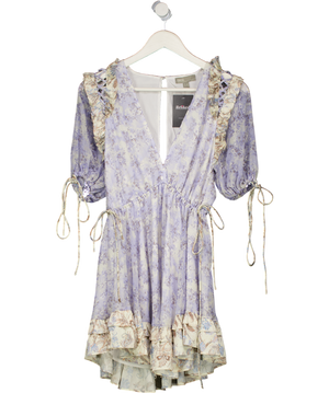 ASOS Design Blue Floral Open Back Frill Detail Dress UK 6