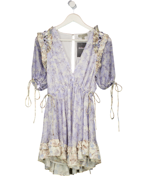 ASOS Design Blue Floral Open Back Frill Detail Dress UK 6