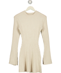 H&M Beige Rib-knit Flared Midi Dress UK XS