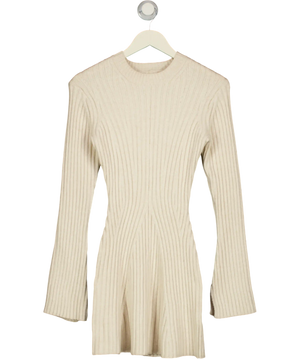 H&M Beige Rib-knit Flared Midi Dress UK XS