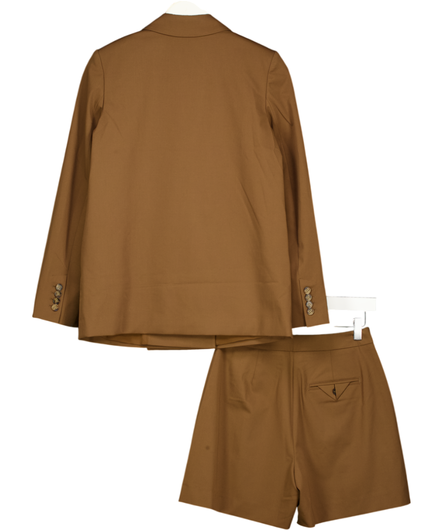 WHISTLES 2-piece Brown Double Breasted Blazer & Tailored Shorts Set UK 6
