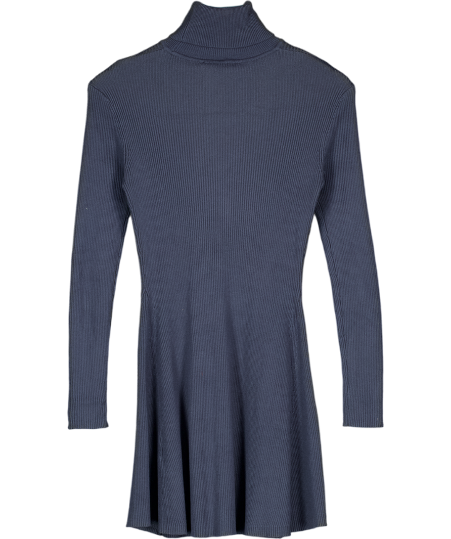 ZARA Blue Ribbed Fit & Flare Mini Dress UK M