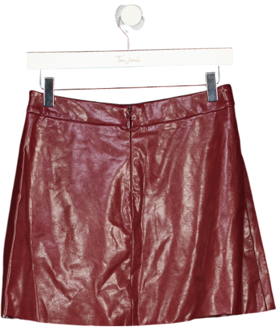 MESHKI Faux Leather Mini Skirt - Cherry Red UK XS