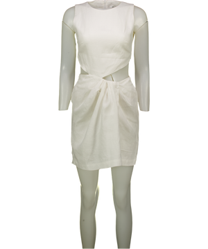 VENROY White 100% Linen Cut Out Mini Dress UK S