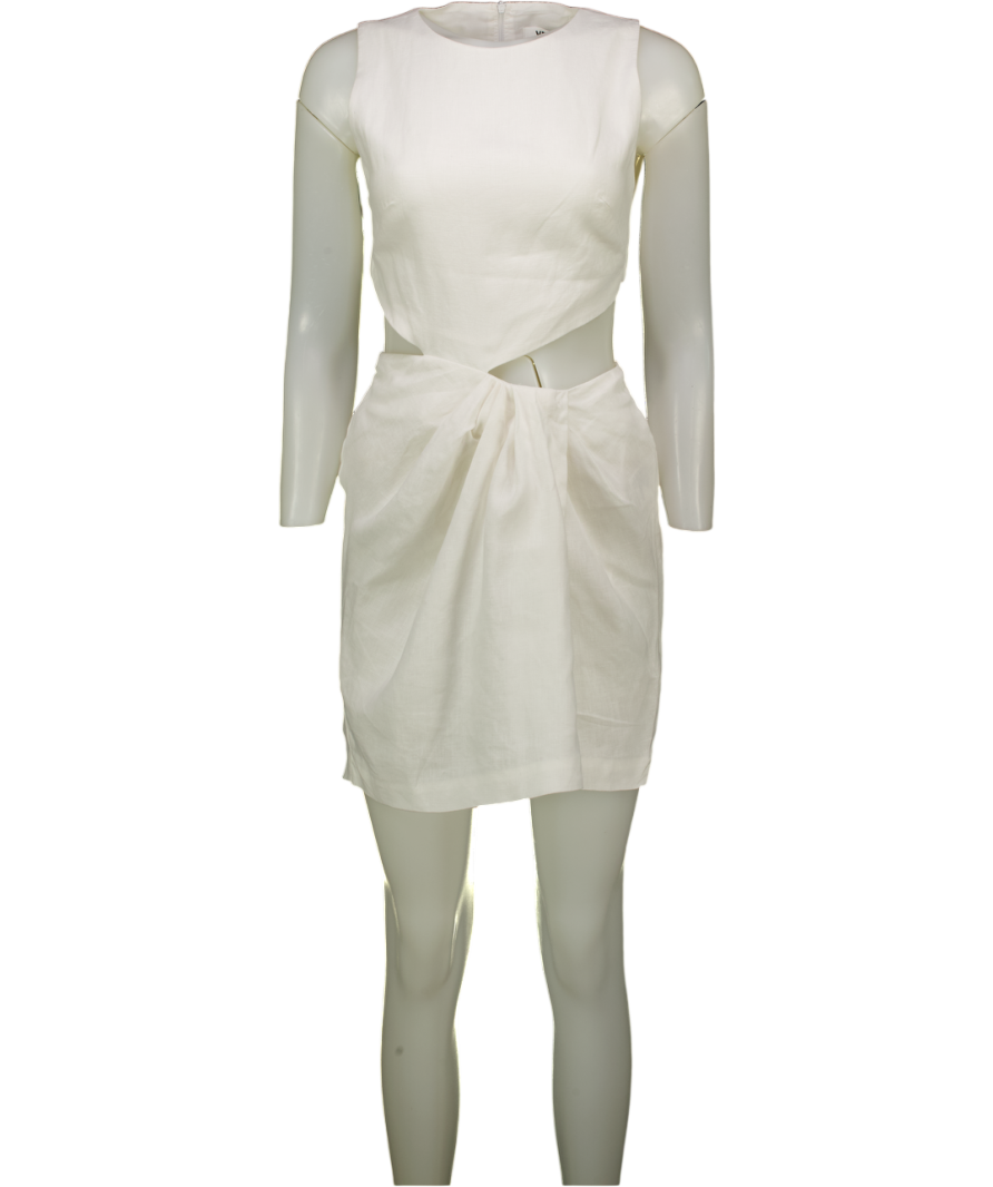 VENROY White 100% Linen Cut Out Mini Dress UK S
