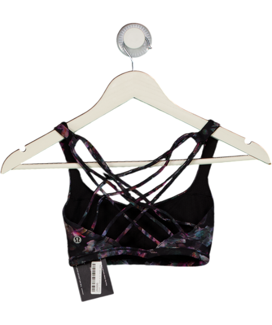 LULULEMON Black Floral Lattice Back Sports Bra Us2 UK 6