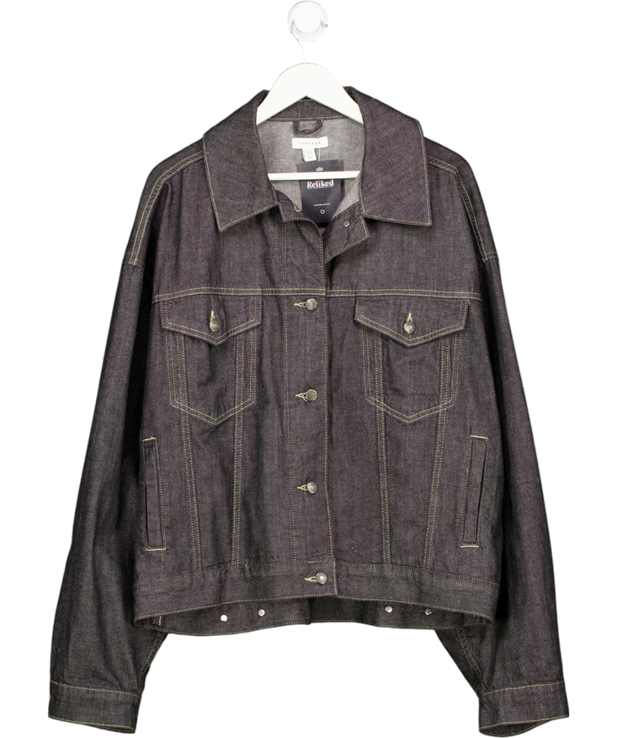 Topshop Black Denim Oversize Jacket UK 14