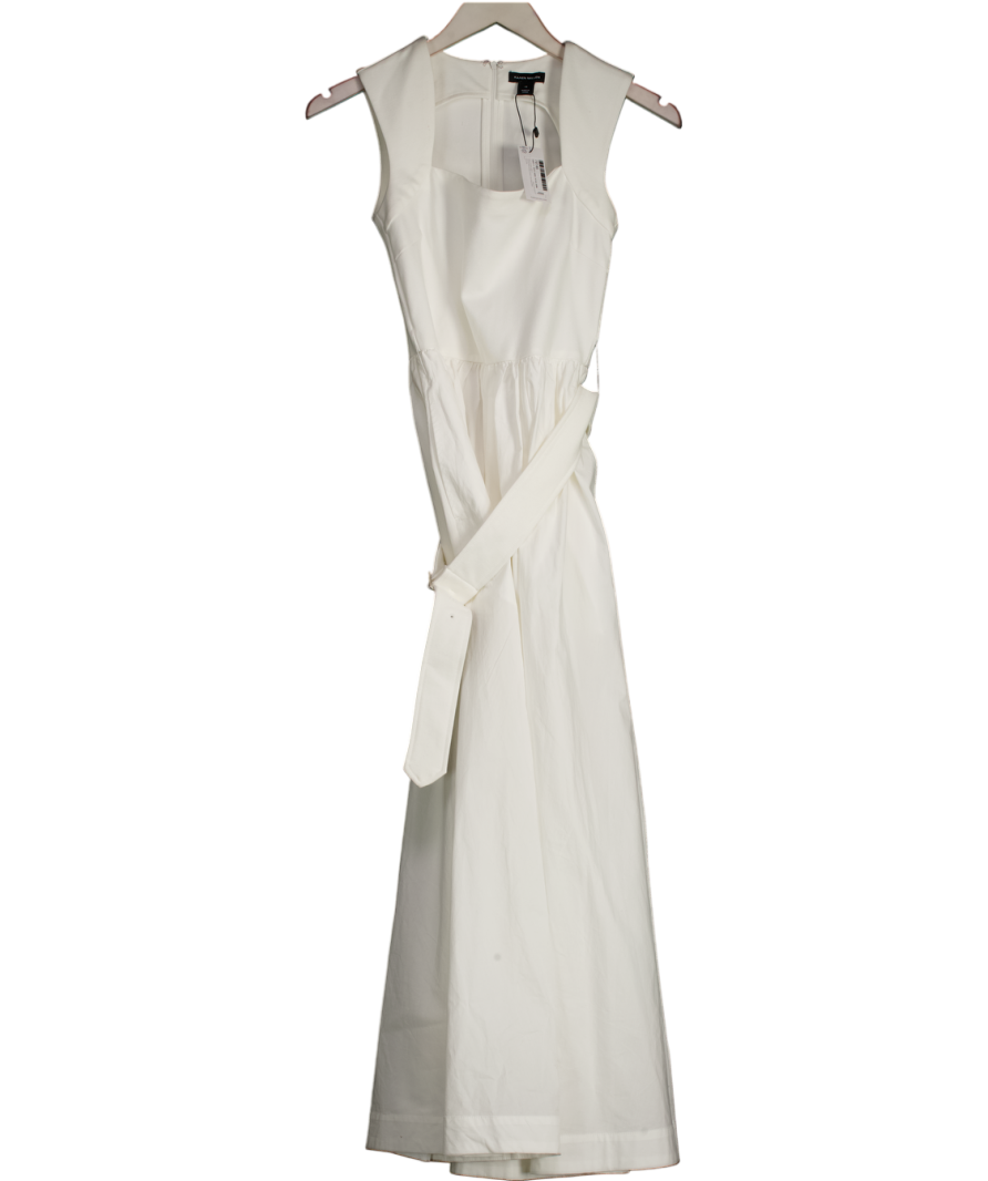 Karen Millen White Scoop Neck Jersey Cotton Mix Maxi Dress UK XS