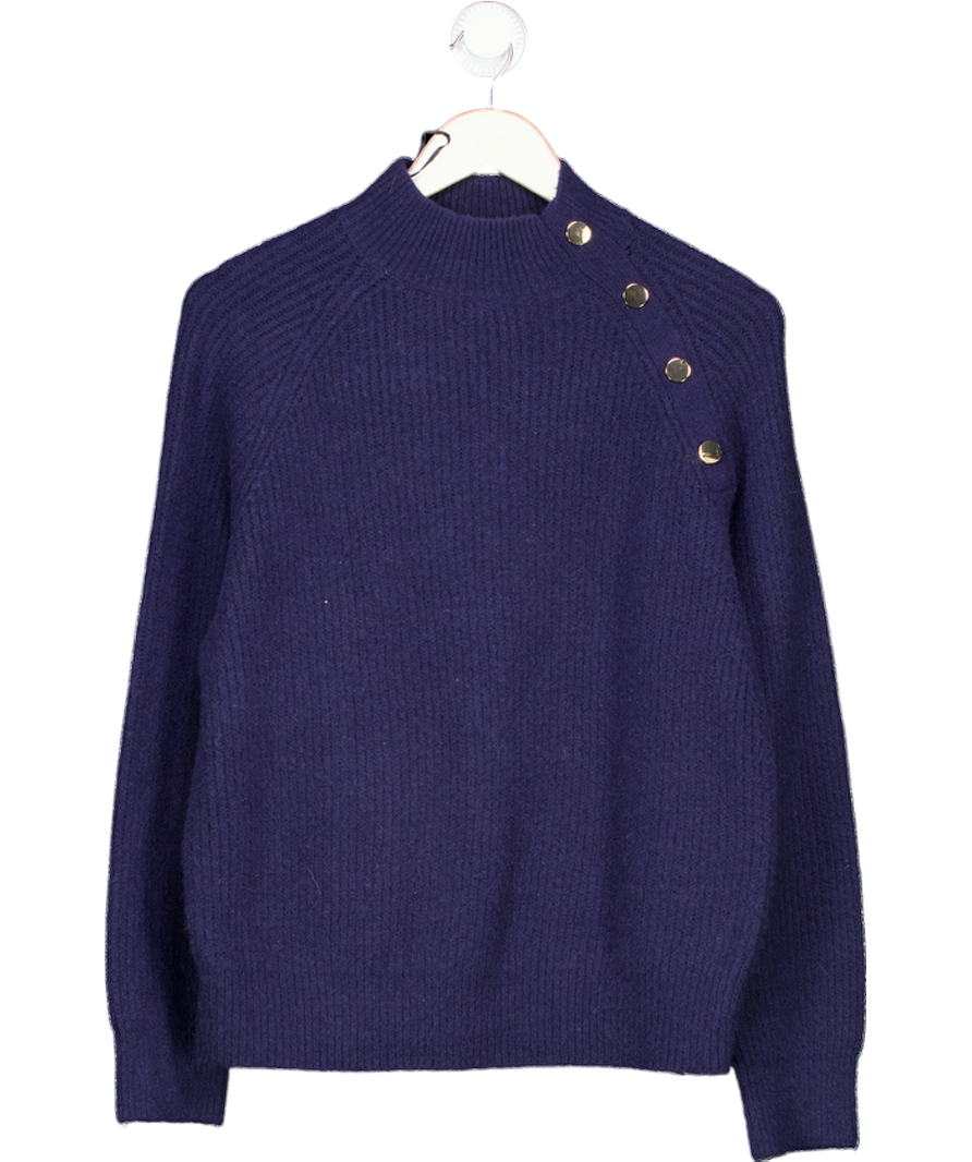 New Look Navy Blue Supersoft Jumper With Gold Button Detail UK S