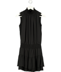 KRISA Black Shirred Turtleneck Mini Dress UK XS