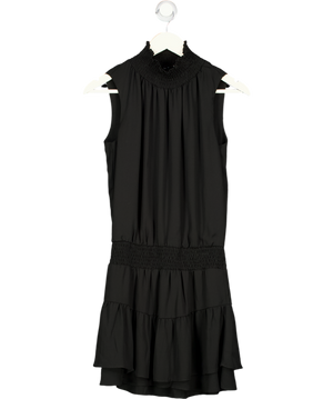 KRISA Black Shirred Turtleneck Mini Dress UK XS