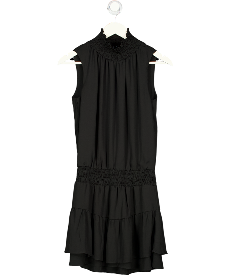 KRISA Black Shirred Turtleneck Mini Dress UK XS