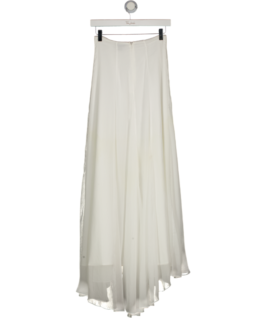 KAREN MILLEN Ivory White Crinkle Georgette Godet Woven Maxi Skirt UK 6