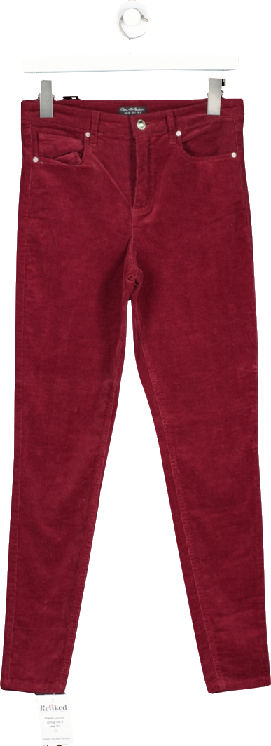 Miss Selfridge Red Skinny Cord Trousers UK 8