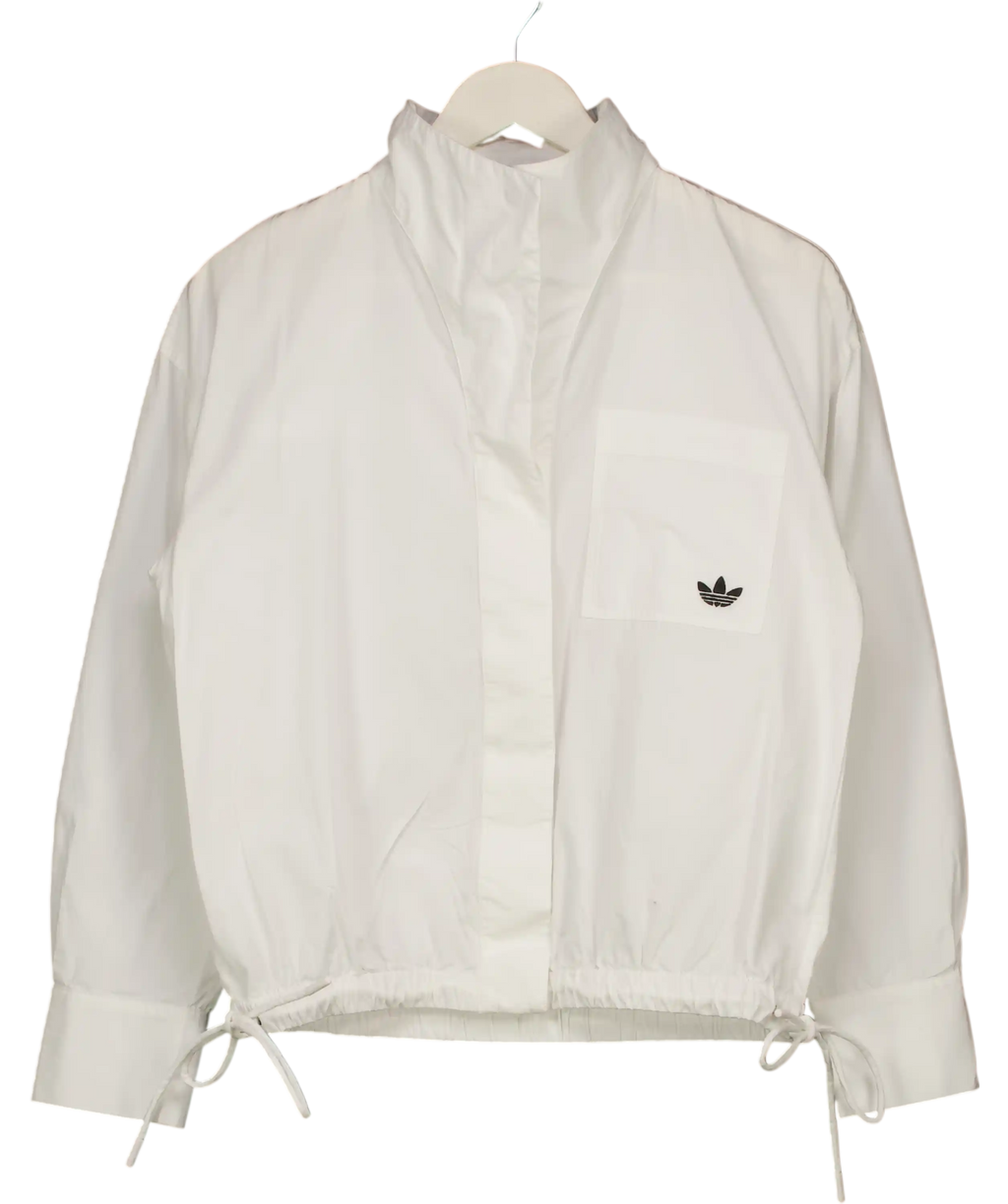 adidas White Long Sleeve Draw String Shirt UK XS