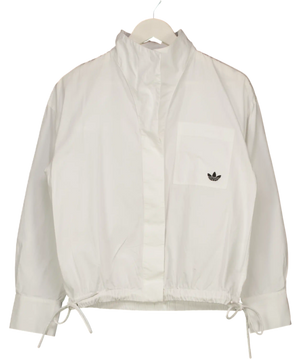 adidas White Long Sleeve Draw String Shirt UK XS