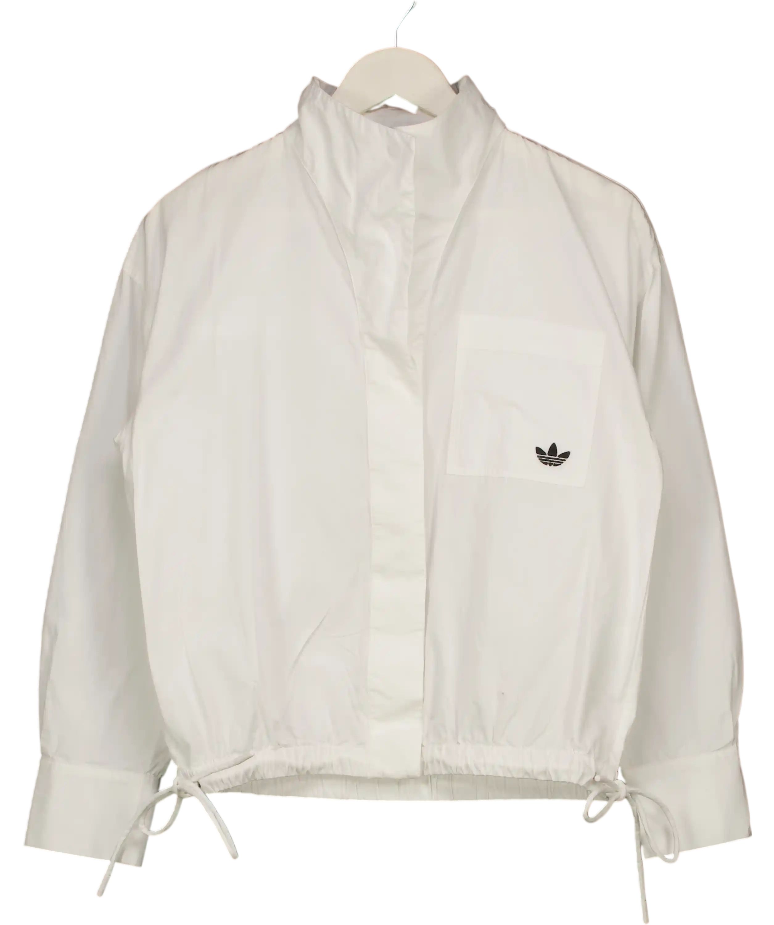 adidas White Long Sleeve Draw String Shirt UK XS