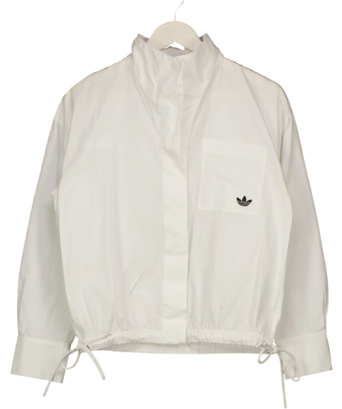 adidas White Long Sleeve Draw String Shirt UK XS