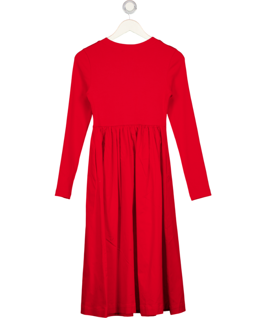 Red Maeve Long-sleeve Twofer Cardigan Midi Dress UK XS